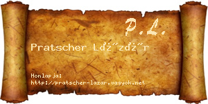 Pratscher Lázár névjegykártya